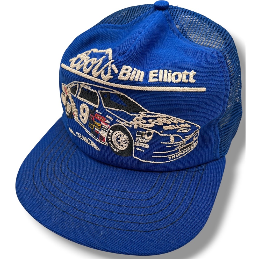 Vintage Coors Bill Elliott NASCAR Trucker Hat Blue Snapback Mesh Racing Cap #9